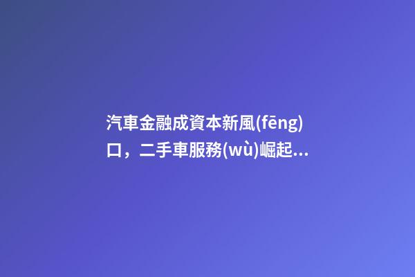 汽車金融成資本新風(fēng)口，二手車服務(wù)崛起！